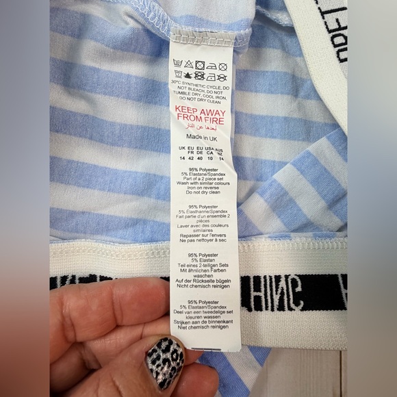 Pretty Little Thing Striped Pajama Shorts in Blue and White Size 10 - Picture 8 of 11